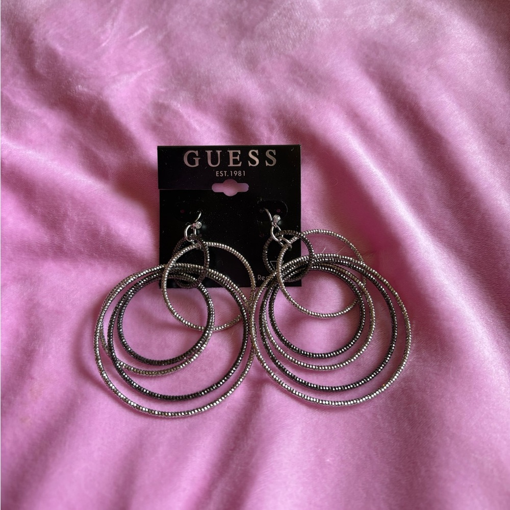 GUESS Multi-Hoop Silver Earrings NWT
